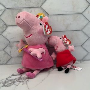 NWT Peppa Pig Plush Toy Set - Pink and Red